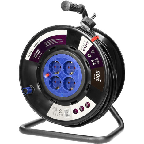 VEVOR Enrouleur De Rallonge Rétractable, 50 Pieds, Cordon D Alimentation Robuste 14awg 3c Sjtow Avec Prise Triple Clair E Disjoncteur 13 Amp Res Suppor
