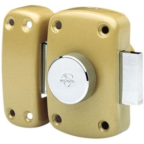 Vachette – Verrou à bouton bronze 40 mm – Compatible portes 29-37 mm – 3 clés crantées – Goupille anti-crochetage pour sécurité renforcée