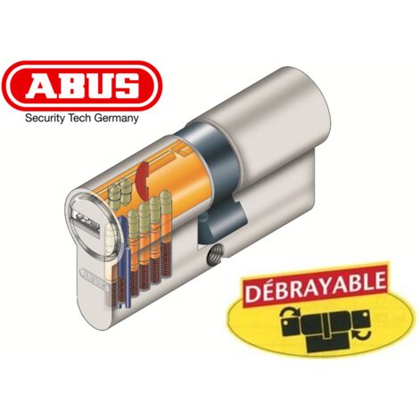 Abus – Cylindre de serrure haute sécurité 40x55mm – Résistant au perçage et crochetage – 5 clés débrayables incluses – 8 goupilles