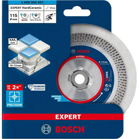 Bosch – Disque diamant pour meuleuse 115 mm – Alésage 22,23 mm – Coupe nette sans éclats – Système X-LOCK – 2608900657