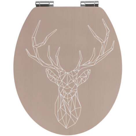 Abattant WC Stag WENKO, Frein de chute, Installation rapide, Déclipsable pour entretien facile, Tampon mural, Design scandinave, MDF, 37,5 x 44 cm, Taupe