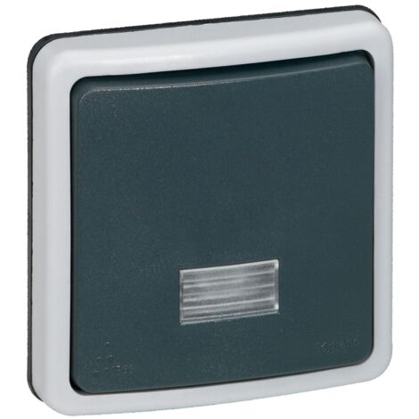 Legrand – Interrupteur va et vient à voyant 10A – IP66 pour environnements humides – Couleur gris RAL 7016 – Bornes automatiques sans outils