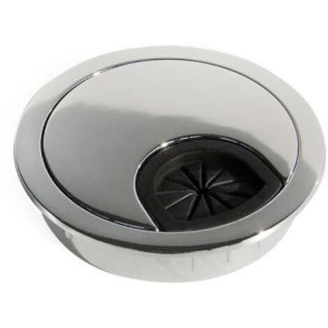 Emuca Couvercle passe-câbles circulaire, D. 60 mm, à encastrer, Zamak, Chromé - talla (1/4)