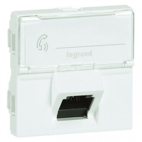 Prise RJ45 catégorie 6A STP inclinée à 45° avec blindage métal Mosaic 2 modules blanc LEGRAND 076508 (1/3)