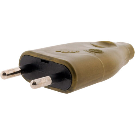 Zenitech – Fiche mâle 2P 6A – Or – 3680W 230V – Certifié NF – Pour câbles H03VVH2-F 2x0,75mm² et HO5VV-F 2x1mm²