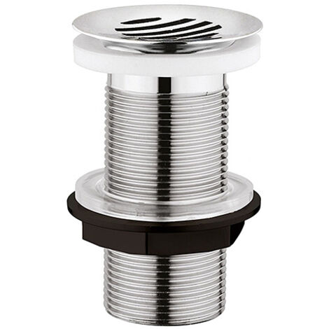 Edouard Rousseau – Bonde de lavabo avec grille à écoulement libre – Spécial plan de travail épais sans trop plein – Finition chromée – Hauteur 100mm, diamètre 63mm