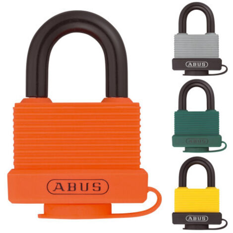 Abus – Cadenas étanche 70AL45 – Verrouillage automatique – Boîtier laiton massif – Anse gainée PVC – Protection contre l'eau et la poussière