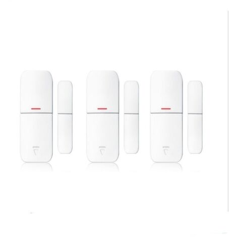 Pack de 3 détecteurs d'ouverture sans fil – Alimentation 23A 12V – Détection magnétique jusqu'à 80m – Compatible centrales d'alarme 6/32/99 zones – Lifebox (1/3)