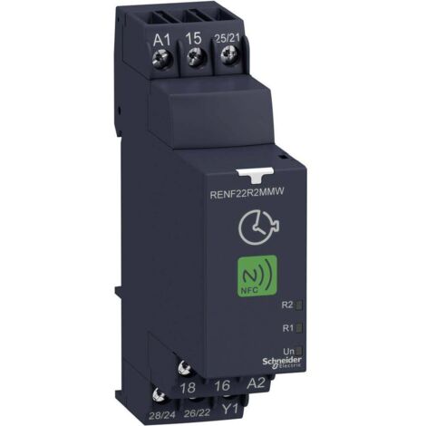 Schneider Electric – Relais temporisé multifonction RENF22R2MMW – Plage temporelle 0.05 s à 999 h – 2 inverseurs RT – Tension 24 à 240 V AC/DC - X841431 (1/3)