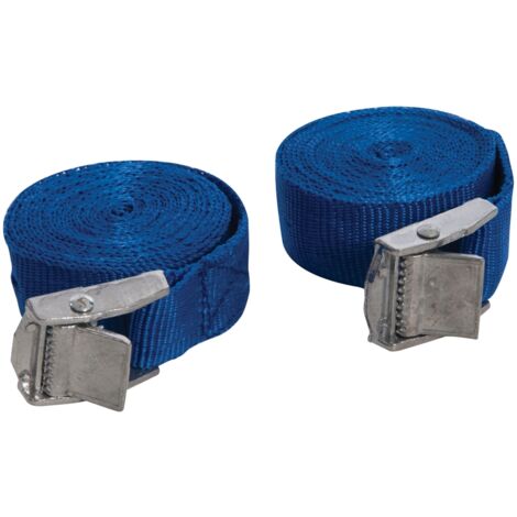 Silverline – Sangles d'arrimage en polypropylène 2 pcs 2,5 m x 25 mm – Boucle à came métal – Pour charges lourdes et chantiers humides (1/6)