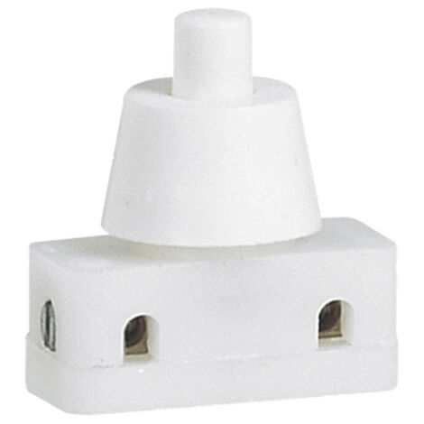 Legrand – Mini interrupteur à poussoir pour pied de lampe – 2A 250V – Avec bague de fixation – Pour appareils de classe II