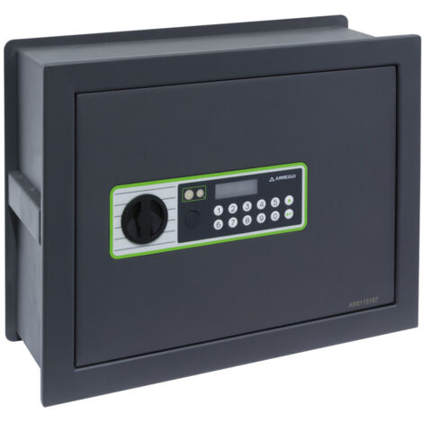 Arregui – Coffre-fort encastrable 241150 – Serrure électronique à code – Acier 6mm – Dimensions 32 x 42 x 15-25 cm – Installation murale facile