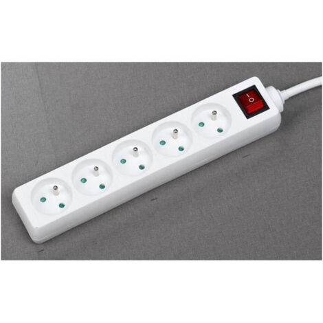 GAO MULTIPRISE 5 PRISES 2P+T 16A AVEC INTERRUPTEURS BLANC - CÂBLE 1M - 7315