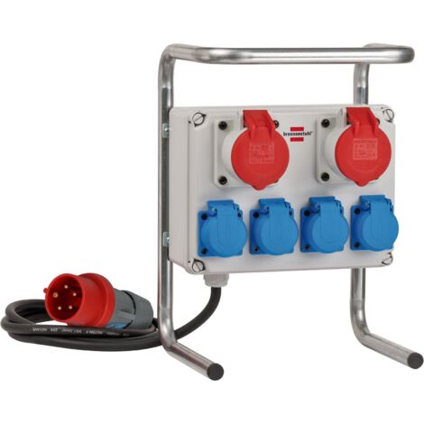 Brennenstuhl – Distributeur de courant CEE 16 A 400 V – 2 x 16 A 5 pôles et 4 x 230 V – Protection IP44 – Longueur câble 2 m – Boîtier robuste