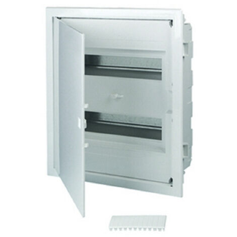 Coffret électrique encastré 24 modules – 2 rangées – Indice IP 40 – Pour installation murale – Porte pleine blanche