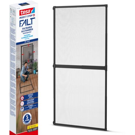 Tesa – Moustiquaire pour porte avec cadre pliable 80x220 cm – Cadre alu réglable – Protection contre les insectes – Installation rapide (1/7)