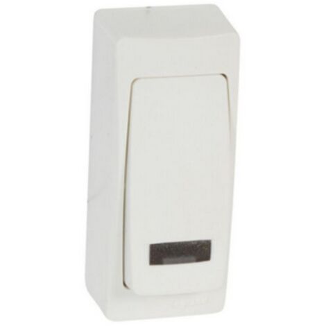 bouton poussoir à voyant saillie étroit complet blanc