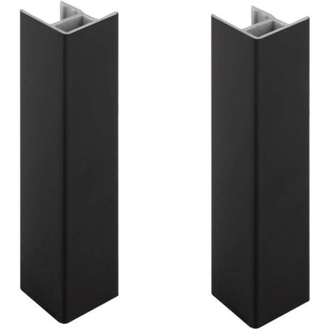 2x Jonction de plinthe 150mm finition noir mat Cuisine Raccord Connecteur Pied de meuble Profil PVC Plastique