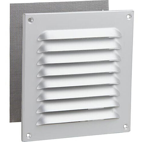 Grille d'aeration intempéries en alu, anodisee - 400x400 mm avec moustiquaire, vis et chevilles