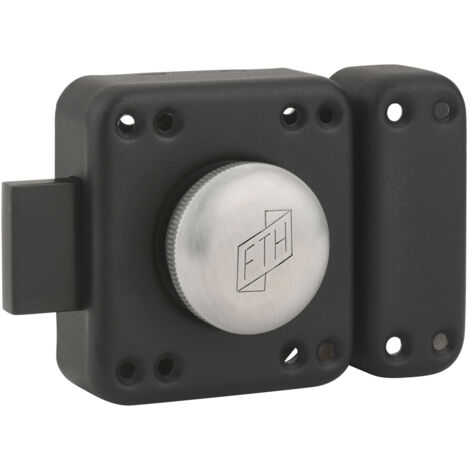 Verrou de porte FTH R85 à bouton, cylindre de 45mm, coffre et pêne noir mat, 3 clés crantées - FTH (1/5)
