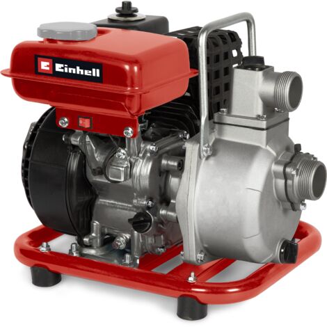 Einhell Pompe d’évacuation thermique GC-PW 16 (1.6 kW, moteur 4 temps, embout de remplissage, bouchon de purge, sécurité manque d’huile, avec 2 adaptateurs pour tuyaux + colliers, et crépine)