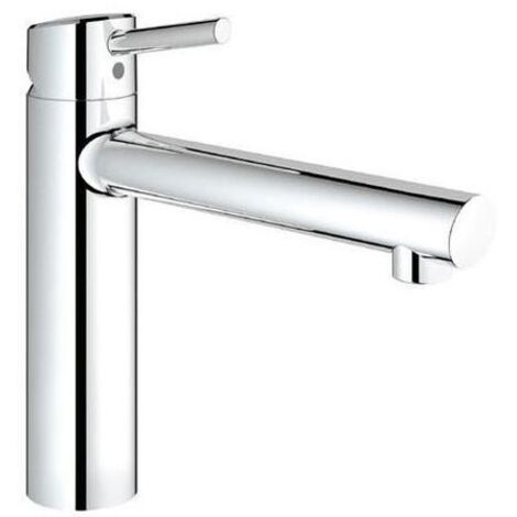 Grohe – Robinet de cuisine Concetto 31210001 – Bec medium orientable 140° – Technologie Starlight – Basse pression – Flexibles souples inclus