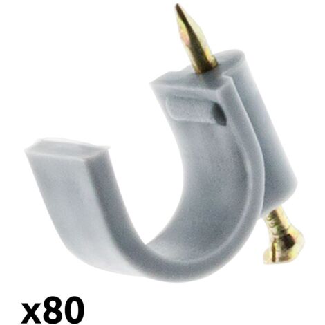 Zenitech – Lot de 80 crochets de fixation Ø16mm – Couleur gris – Clou spécial béton pour installation rapide – Pour câbles domestiques et professionnels