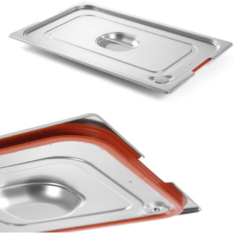 Couvercle pour bac GN Profi Line avec joint en silicone et découpe pour poignées GN1/2 265x325mm acier - Hendi 804322