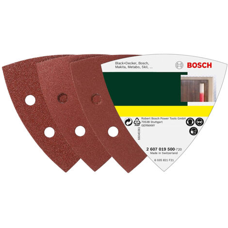 BOSCH 2609256A54 FEUILLES ABRASIVES POUR PONCEUSES DELTA DIAMÈTRE 93 MM NOMBRE DE TROUS 6 GRAIN 240/2 FEUILLES 60 GRAIN/2 FEUILL (1/2)