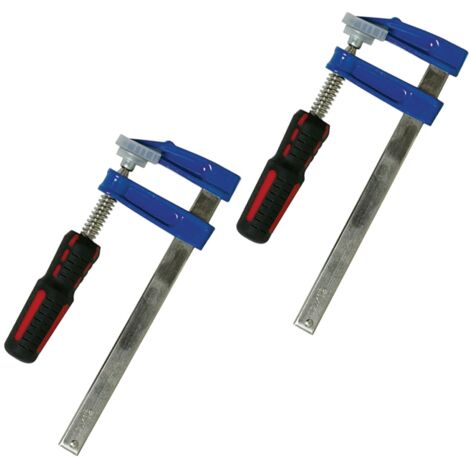 Silverline – Serre-joints à visser 2 pcs 150 x 50 mm – Mors en fonte avec revêtement plastique – Poignées caoutchoutées pour confort d'utilisation (1/5)