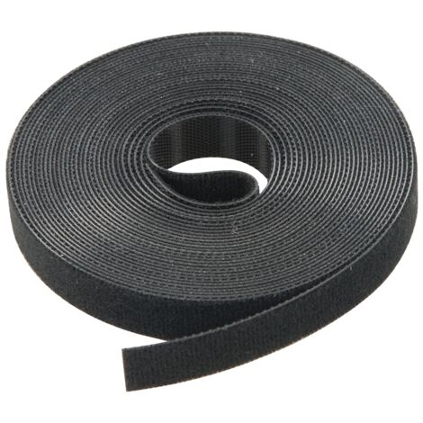 Ruban auto-agrippant noir 10mm x 25m – 100% nylon souple et réutilisable – Pour câbles, plantes et objets submergés – Fixman
