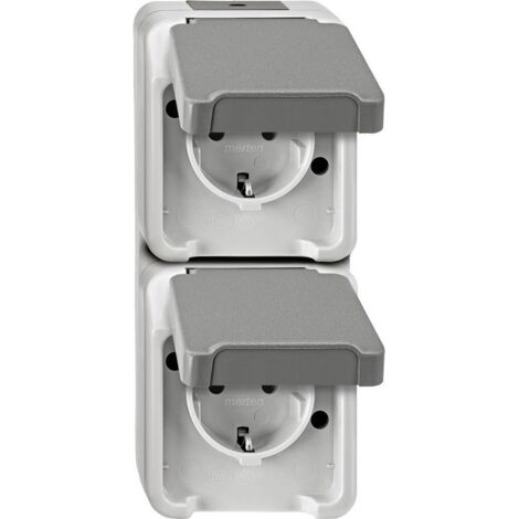 Prise 2P+T avec clapet Schneider Electric 4074951 AQUASTAR gris clair (1/2)