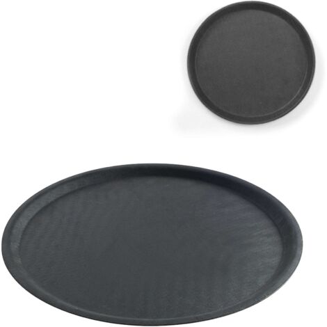 Plateau de serveur rond antidérapant, diamètre 46 cm - noir
