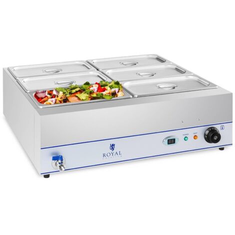 Chauffe-eau bain marie avec robinet 6 x GN 1/3 2000W 230V Royal Catering
