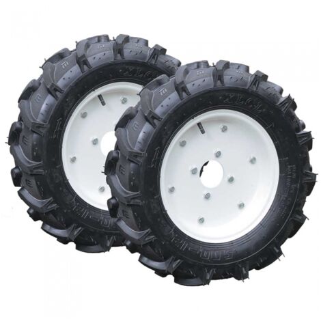 Könner & Söhnen – Roues pneumatiques pour motoculteur – Diamètre 5,00-12" – Meilleure traction sur surfaces variées – Ensemble de 2 roues métalliques (1/5)