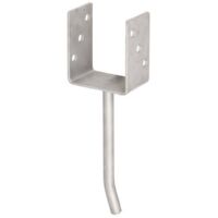 Alberts 214210 Ancre de poteau en U avec ancrage beton en acier rond acier inoxydable largeur libre 91 mm longueur de l'ancrage beton 200 mm