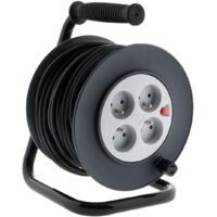 Zenitech – Enrouleur électrique 4 prises 16A – Câble HO5VV-F 3G1,5mm² 20m – Coupe-circuit 16A – Pour chantiers humides et espaces confinés