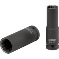 Kstools – Douille à chocs 1/2' 12 pans longue 78 mm – Acier chrome-molybdène – Compatible machines d'entraînement 1/2' – Normes ISO 1174, DIN 3121