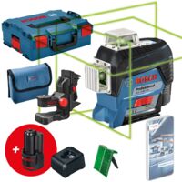 Bosch – Laser lignes GLL 3-80 CG 12V – Laser vert haute visibilité jusqu'à 30 m – Auto-nivellement ± 4° – Connectivité Bluetooth® – Support inclus