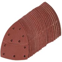 Silverline – Lot de 25 feuilles abrasives auto-agrippantes 93 mm – Assortiment grains 40/60/80/120/180 – Perforées pour aspiration poussière – Pour ponçage bois dur