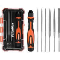 Jeu de limes interchangeables 7 pièces – Limes ronde, demi-ronde, triangulaire, carrée, plate – Acier au carbone – Pour métal, bois, cuir, plastique