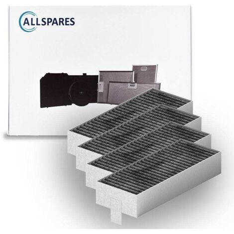 Filtro de carbón AllSpares CleanAir (4 uds.) para placas de cocina compatibles con Bosch Siemens 17004796 / Bosch HEZ9VRUD0 / Siemens HZ9VRCR0 y Neff 17004806 / Z821VR0 (194 x 75 x 34 mm)