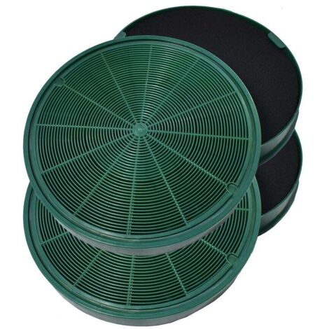 Filtro de carbón de larga duración AllSpares (2 uds.) para campanas extractoras compatibles con AEG-Electrolux MCFE31 / 9029801306 y Faber 112.0185.278 (Ø200 mm) (1/5)