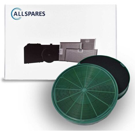 Filtro de carbón de larga duración AllSpares (2 uds.) para campanas extractoras compatibles con AEG-Electrolux MCFE31 / 9029801306 y Faber 112.0185.278 (Ø200 mm) (1/5)