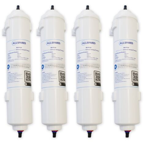 Filtro de agua AllSpares (4 uds.) para refrigeradores compatibles con Samsung DA29-10105J / HAFEX/EXP / EF-9603 / WSF-100, LG 5231JA2010B / ADQ73693903 / ADQ736939 y WPRO USC100 (1/3)