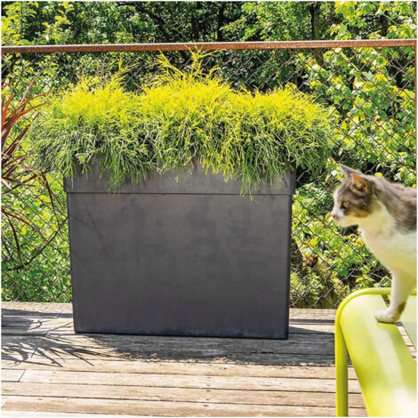 Muret haut Like R bac à fleurs 118L – Dimensions 78 x 29,5 cm – Résistant au gel et aux UV – Pré percé pour usage facile – Deroma