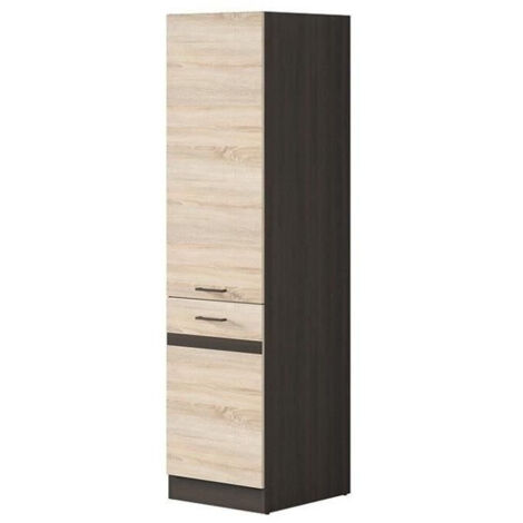 Les Tendances – Colonne de cuisine 2 portes à droite – L 50 x H 196 x P 46 cm – Panneaux de particules décor chêne sonoma – 4 étagères pour rangement optimal