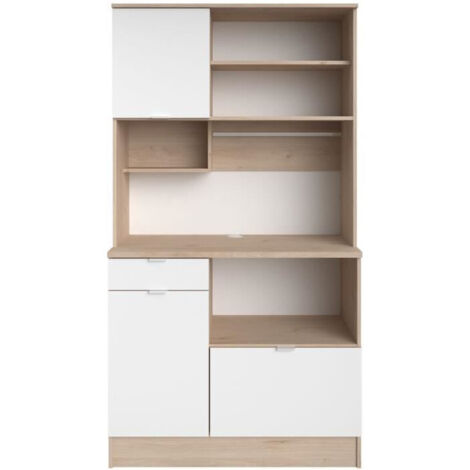 Parisot BECOOL Buffet de Cuisine chêne et blanc 100,2 cm (1/5)