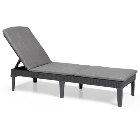 Keter – Chilienne en résine imitation rotin tressé – Dossier inclinable 4 positions – Couleur gris graphite – Entretien facile avec nettoyage à l'eau savonneuse