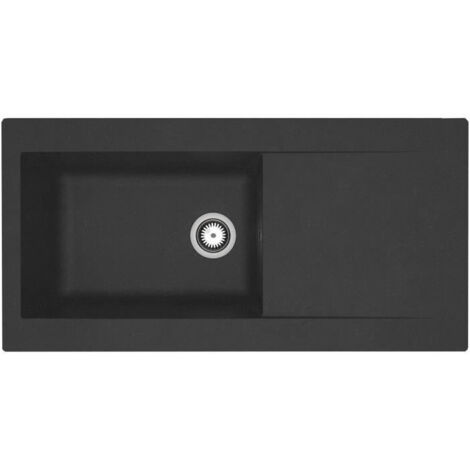 STRADOUR Evier a encastrer resine Lierra 1000x500mm 1 grande cuve - Noir - Fabrication francaise